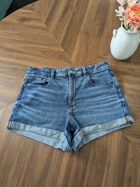 American Eagle Outfitters Blue Rolled-Cuff Denim Shorts